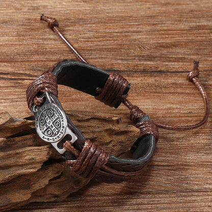 St. Benedict Two-Tone Leather Bracelet