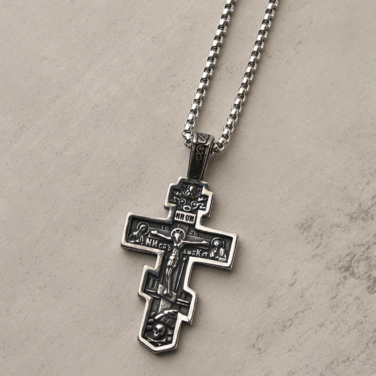 Two-Tone Orthodox Crucifix Necklace