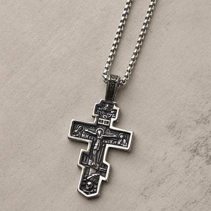 Two-Tone Orthodox Crucifix Necklace