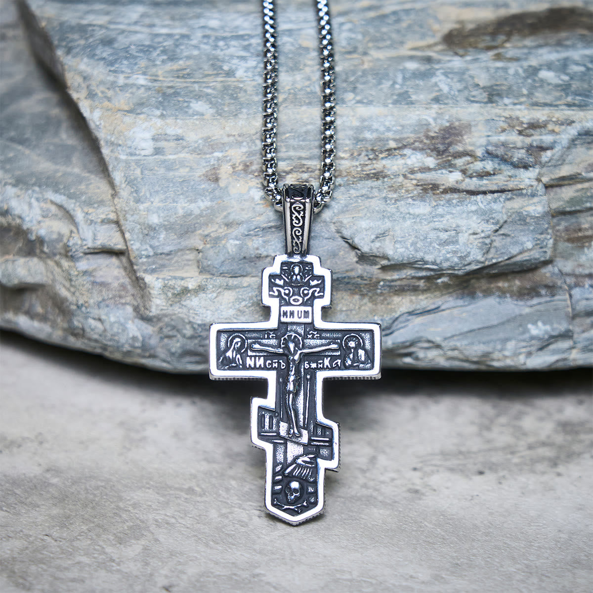 Two-Tone Orthodox Crucifix Necklace