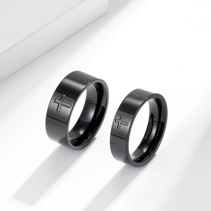 Two-Tone Minimalist Cross Ring