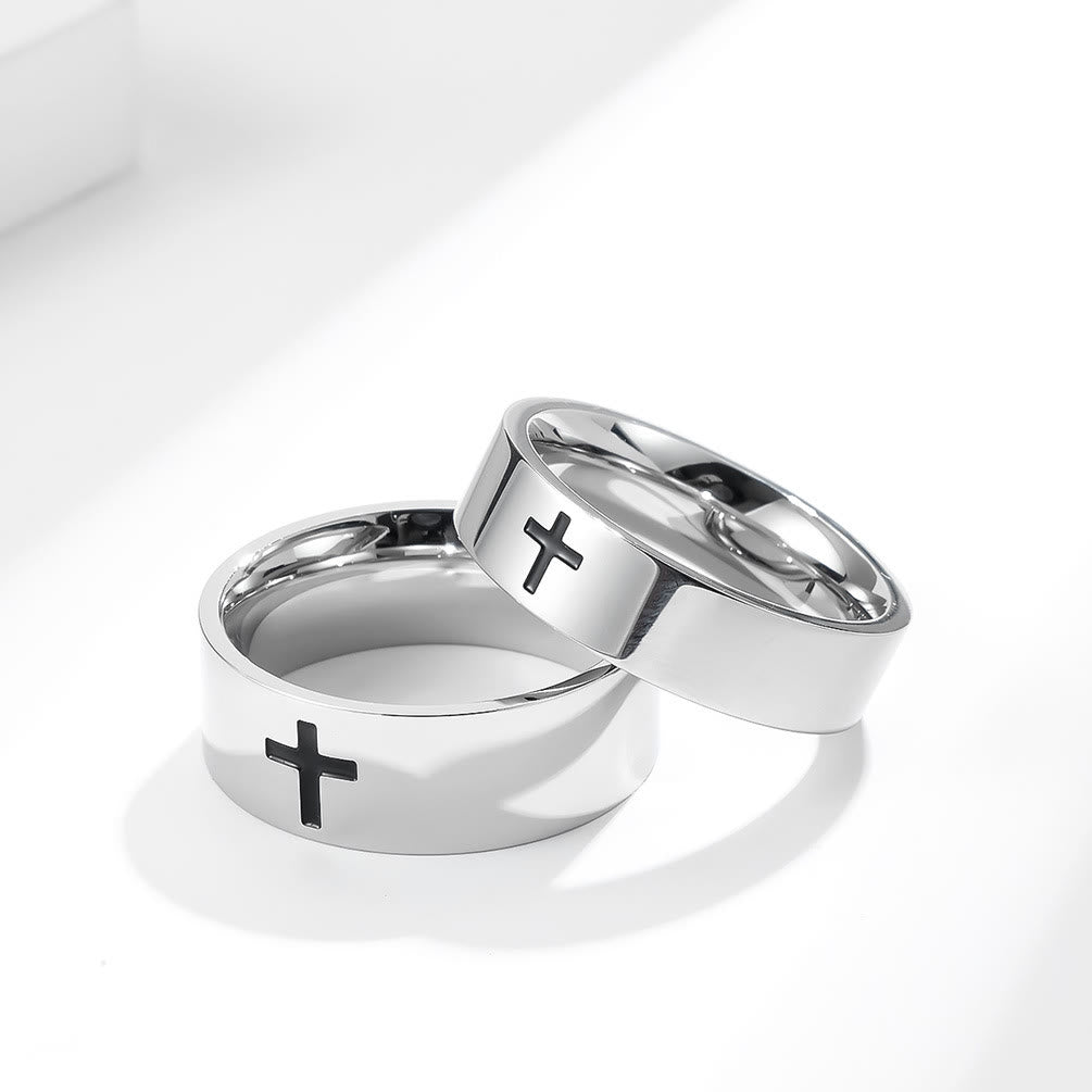 Two-Tone Minimalist Cross Ring
