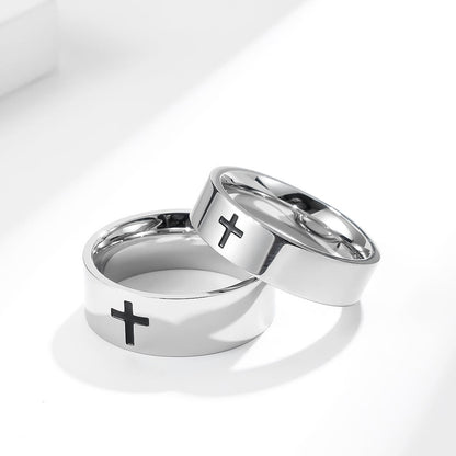 Two-Tone Minimalist Cross Ring