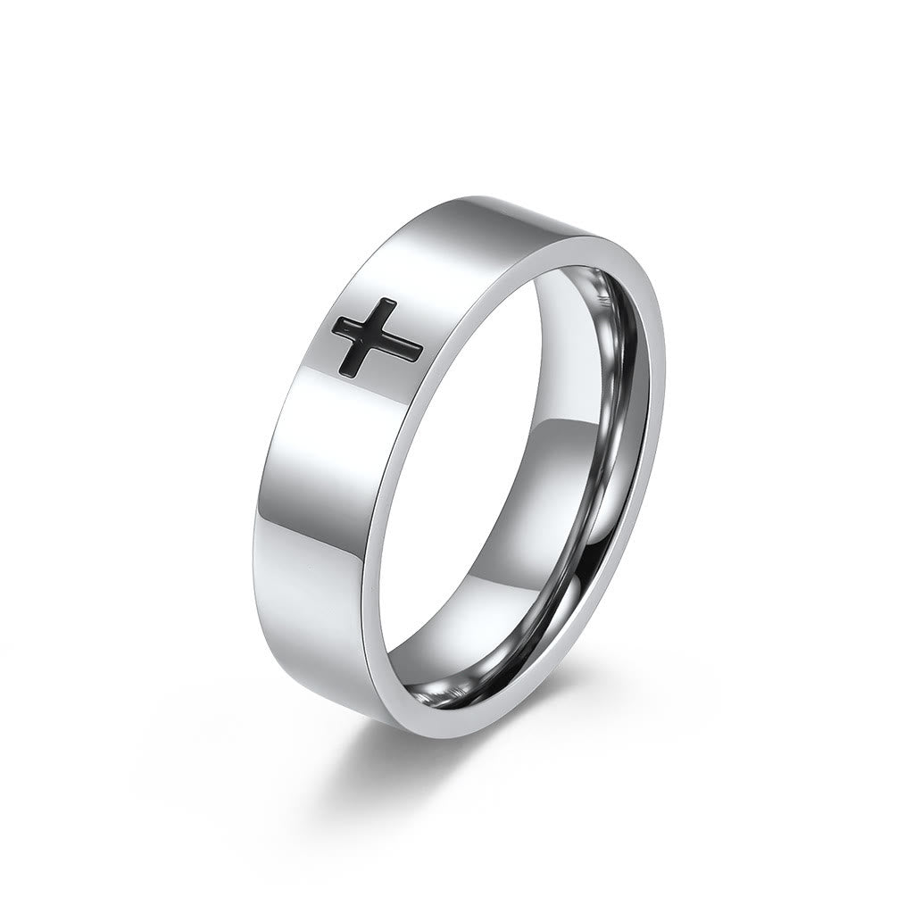 Two-Tone Minimalist Cross Ring