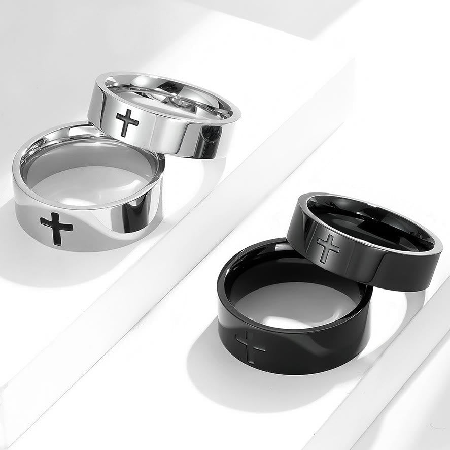 Two-Tone Minimalist Cross Ring