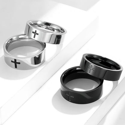 Two-Tone Minimalist Cross Ring
