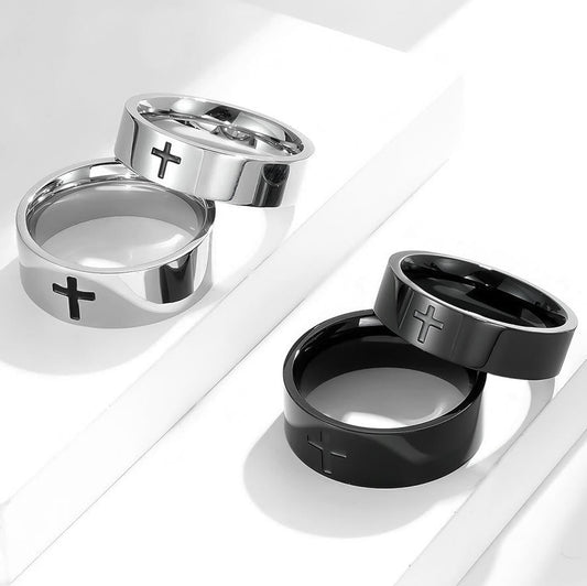 Two-Tone Minimalist Cross Ring