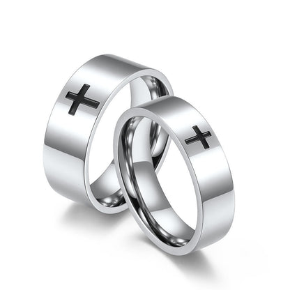 Two-Tone Minimalist Cross Ring