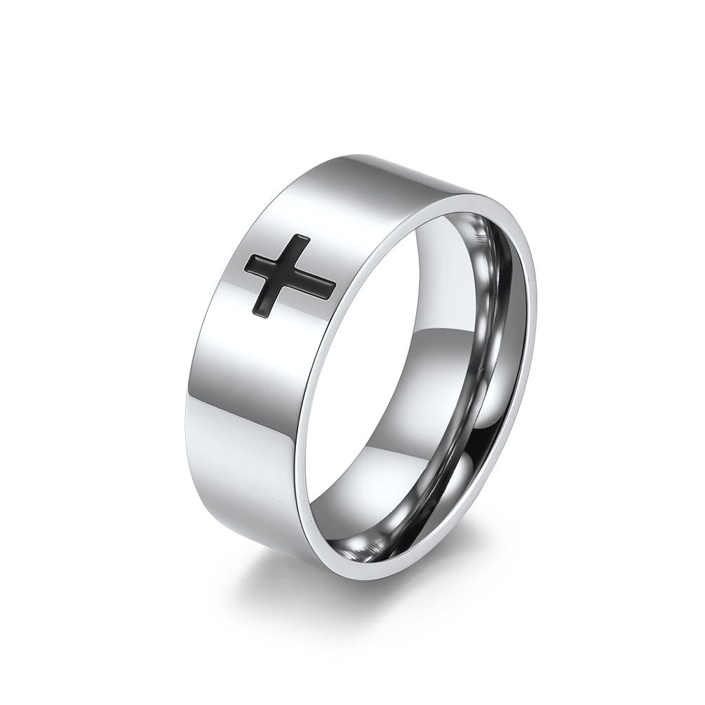 Two-Tone Minimalist Cross Ring