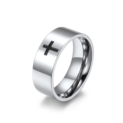Two-Tone Minimalist Cross Ring