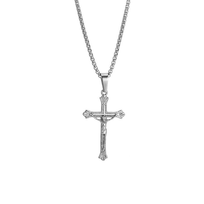 Tri-Color Jesus Crucifix Necklace