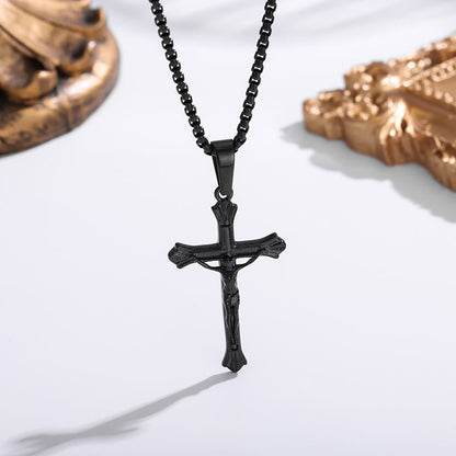 Tri-Color Jesus Crucifix Necklace