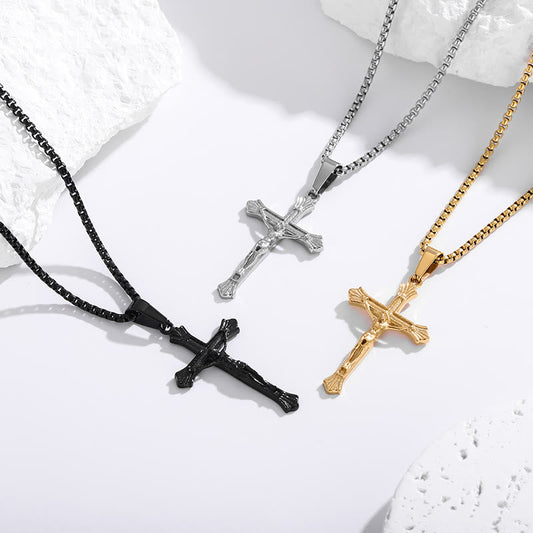 Tri-Color Jesus Crucifix Necklace