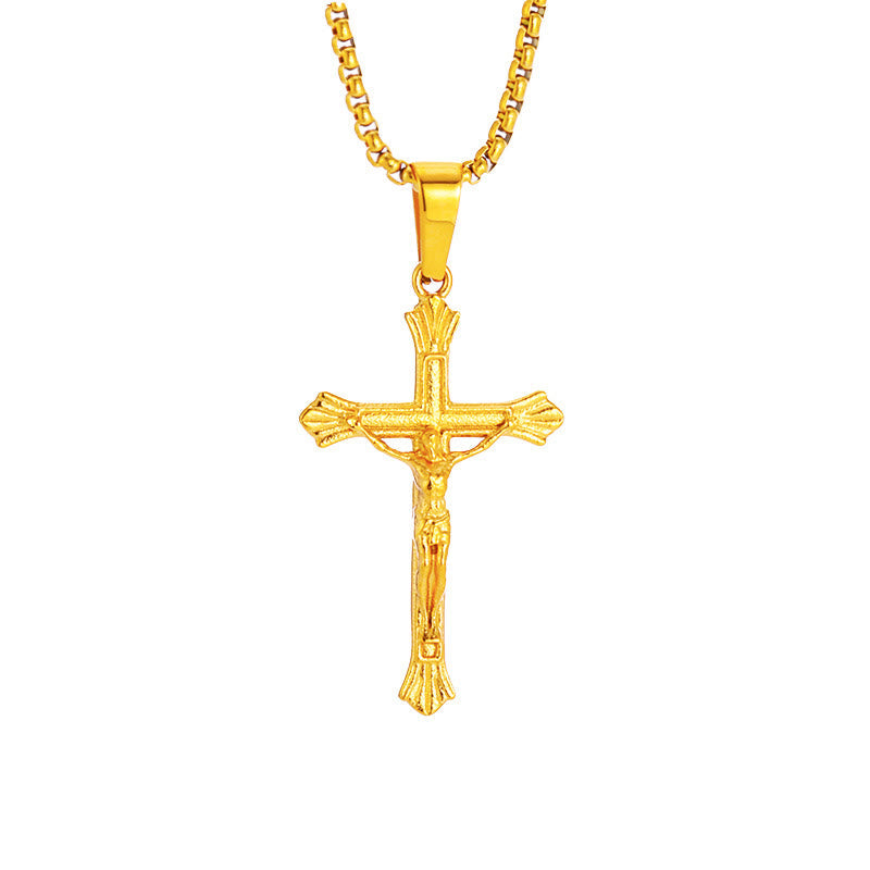 Tri-Color Jesus Crucifix Necklace