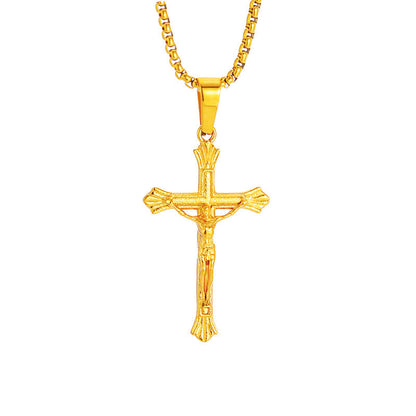 Tri-Color Jesus Crucifix Necklace