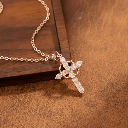 Crowned Cross Necklace and Earring Set