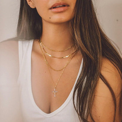 Crowned Cross Necklace and Earring Set