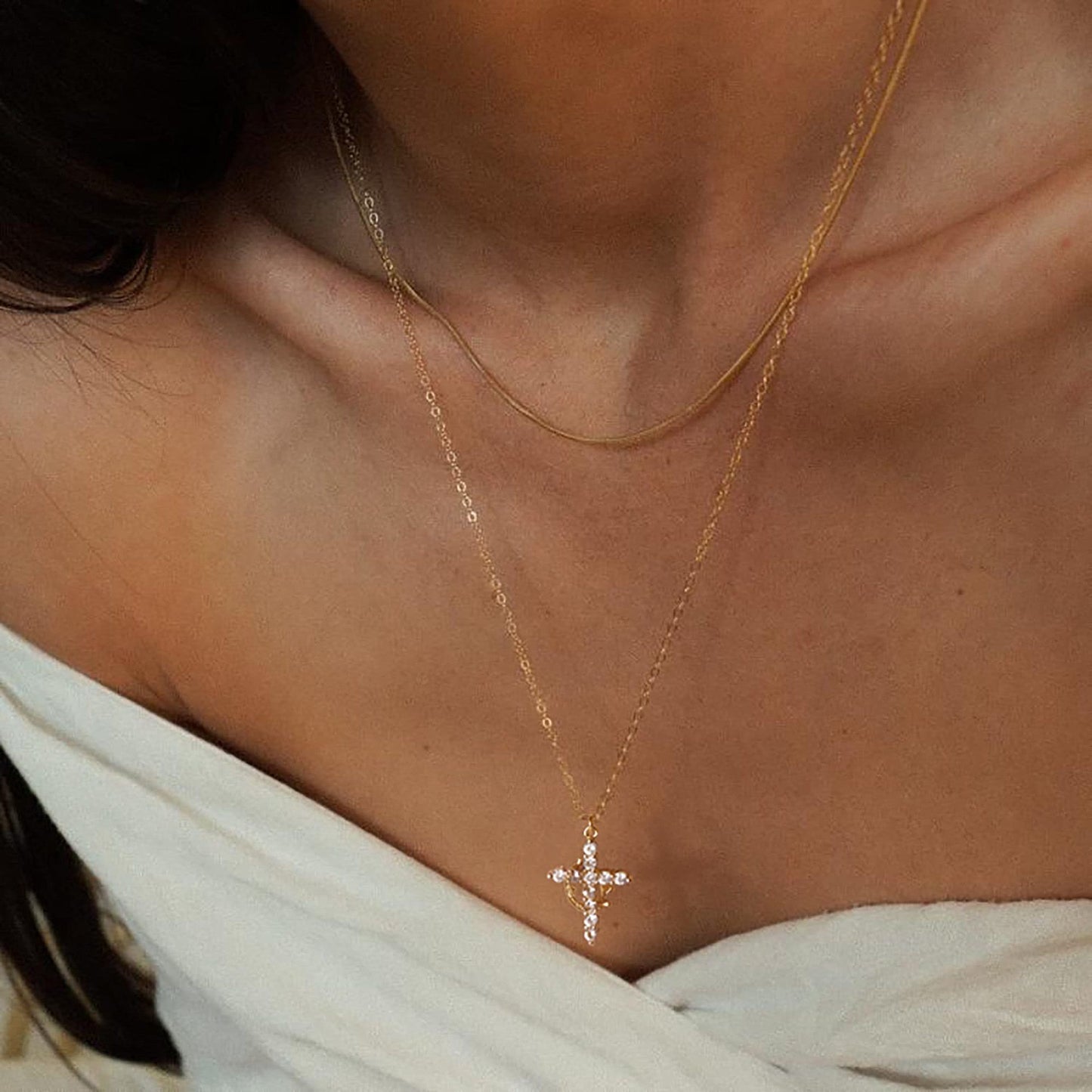 Crowned Cross Necklace and Earring Set
