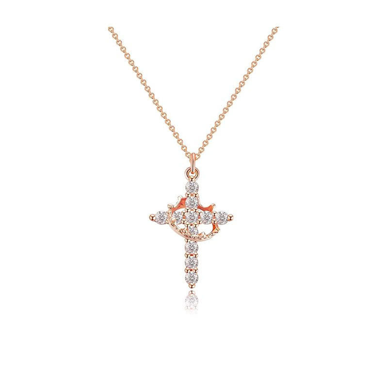 Crowned Cross Necklace and Earring Set