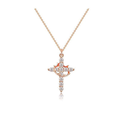 Crowned Cross Necklace and Earring Set