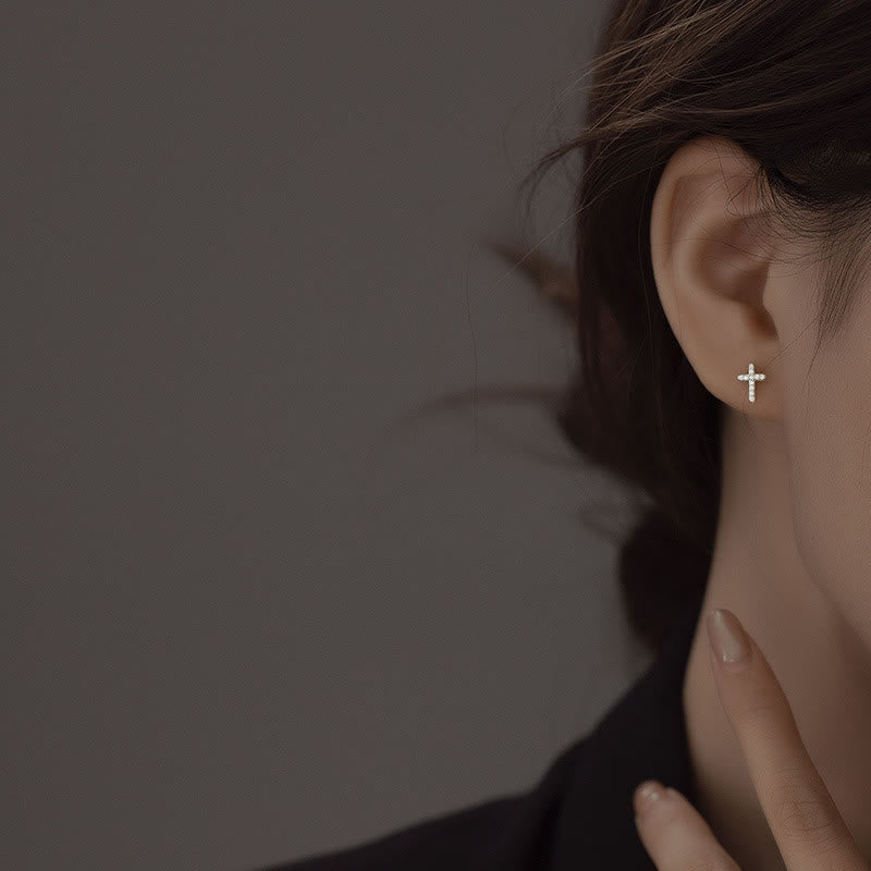 S925 Faith Cross Earrings