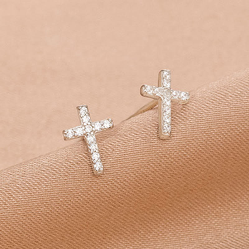 S925 Faith Cross Earrings