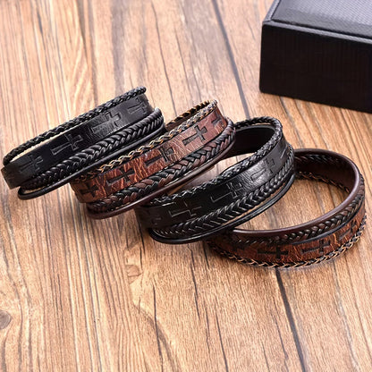 Rugged Braided Leather Cross Bracelet: A Bold Expression of Daily Faith