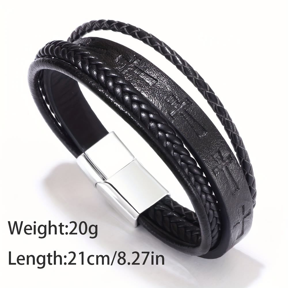 Rugged Braided Leather Cross Bracelet: A Bold Expression of Daily Faith