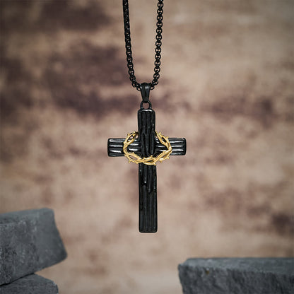 Jesus Crown of Thorns Cross Necklace