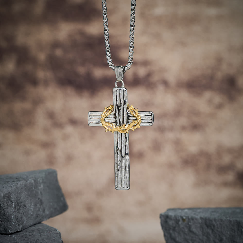 Jesus Crown of Thorns Cross Necklace