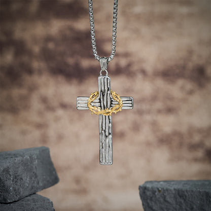 Jesus Crown of Thorns Cross Necklace