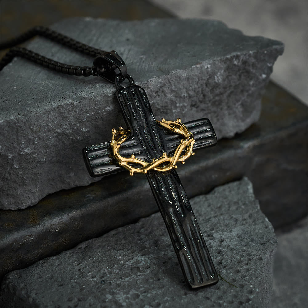 Jesus Crown of Thorns Cross Necklace