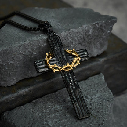 Jesus Crown of Thorns Cross Necklace