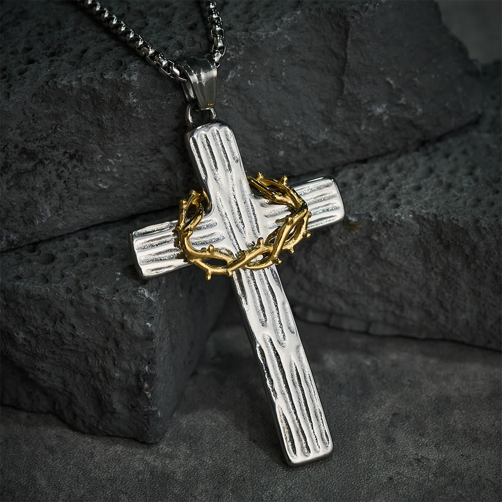 Jesus Crown of Thorns Cross Necklace