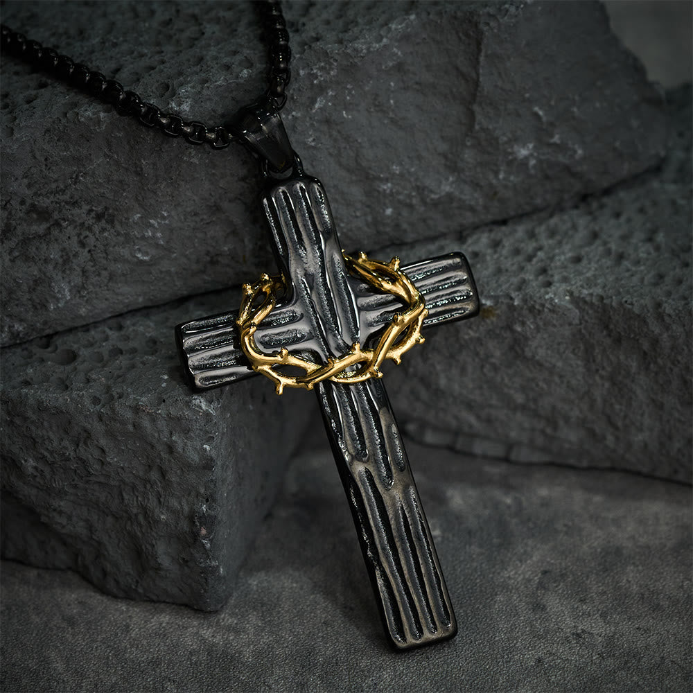 Jesus Crown of Thorns Cross Necklace