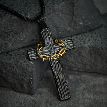 Jesus Crown of Thorns Cross Necklace