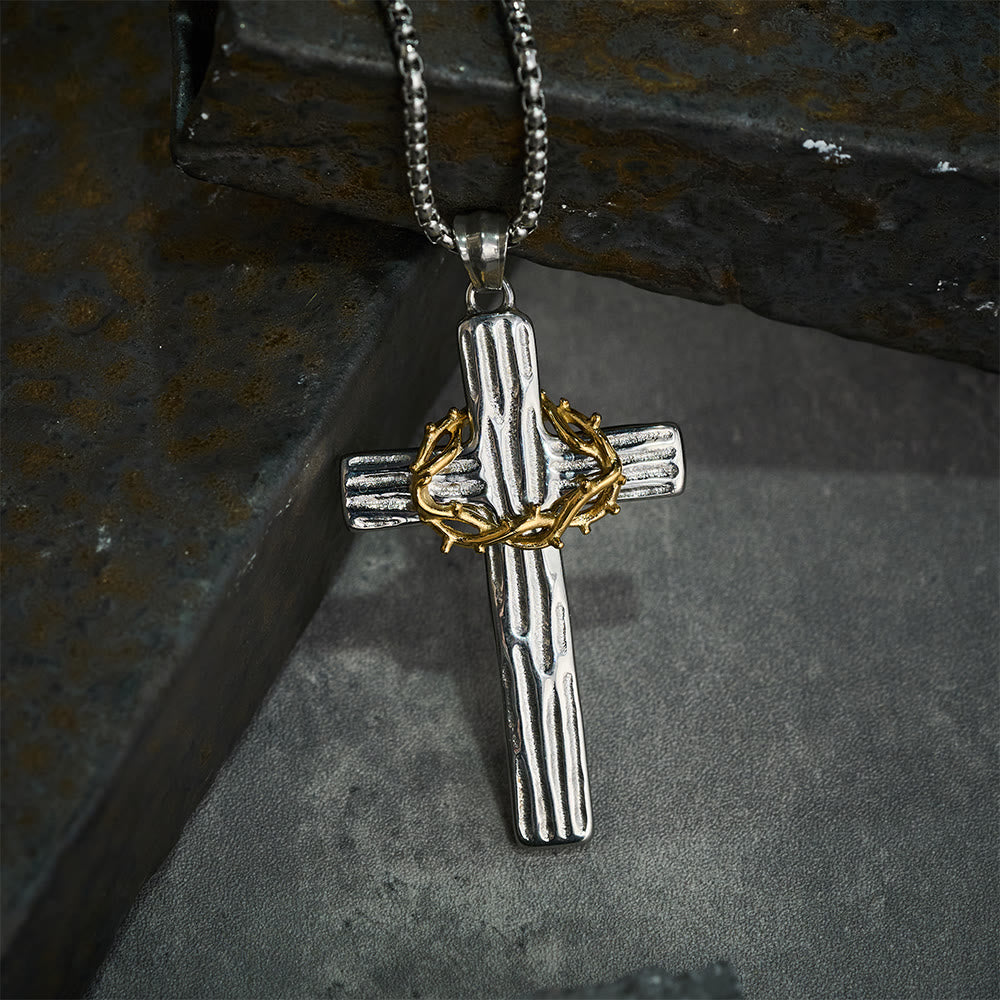 Jesus Crown of Thorns Cross Necklace