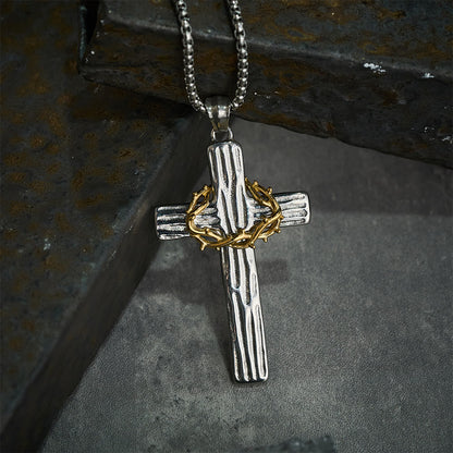 Jesus Crown of Thorns Cross Necklace