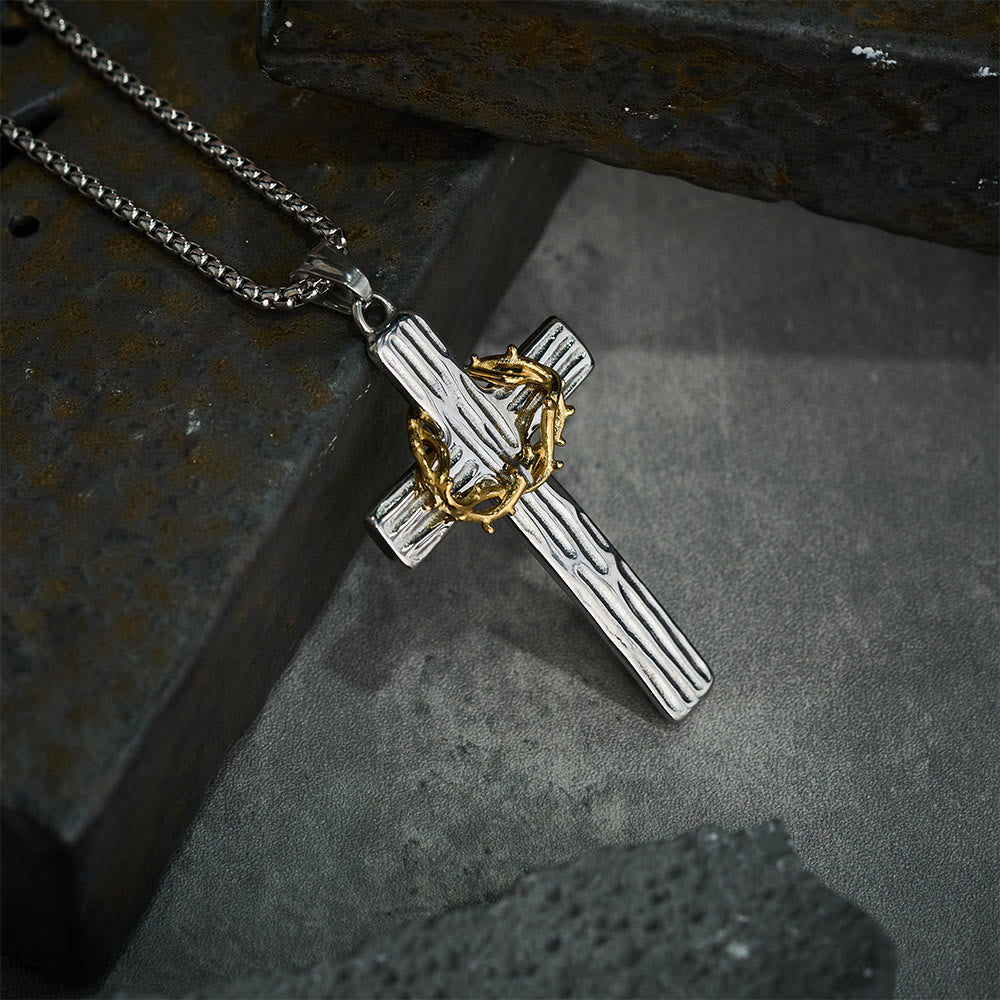 Jesus Crown of Thorns Cross Necklace