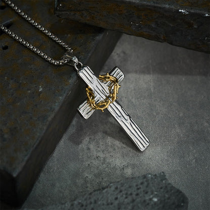 Jesus Crown of Thorns Cross Necklace