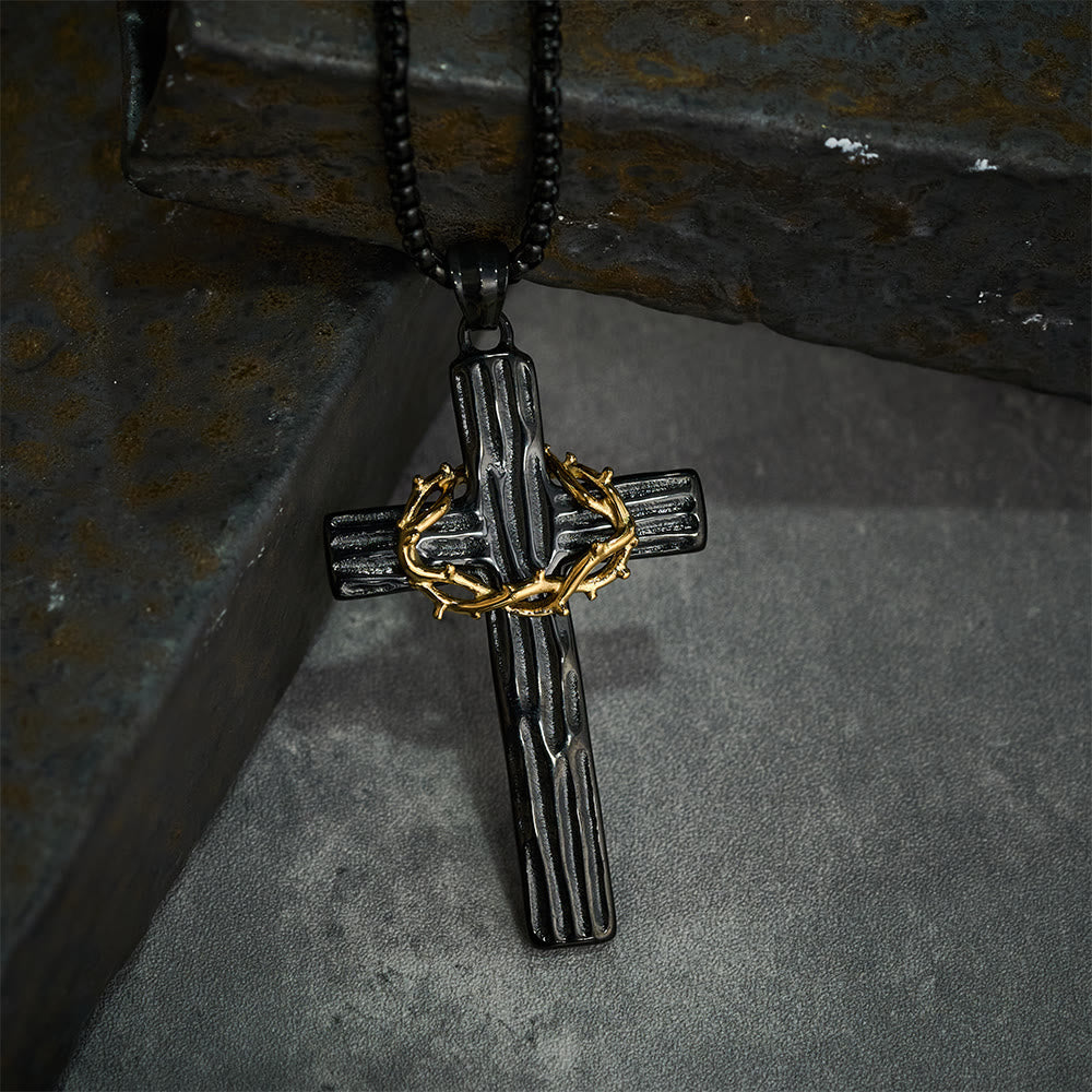 Jesus Crown of Thorns Cross Necklace