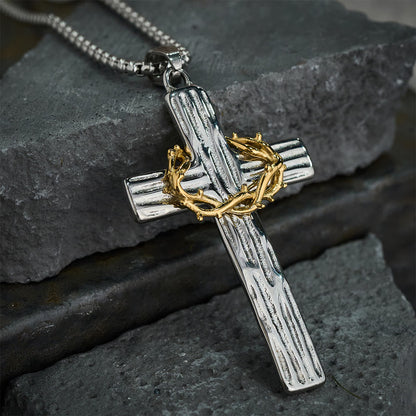 Jesus Crown of Thorns Cross Necklace