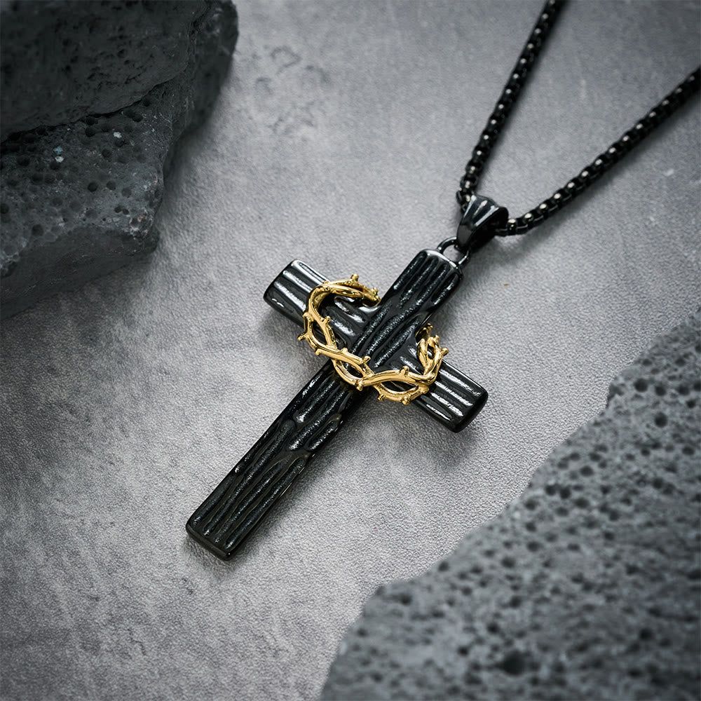 Jesus Crown of Thorns Cross Necklace