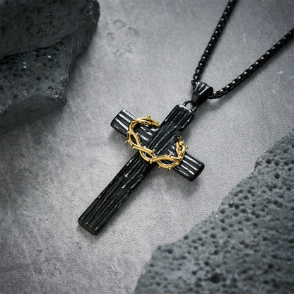 Jesus Crown of Thorns Cross Necklace