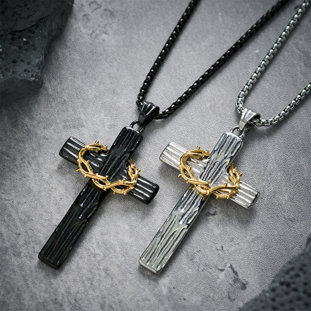 Jesus Crown of Thorns Cross Necklace