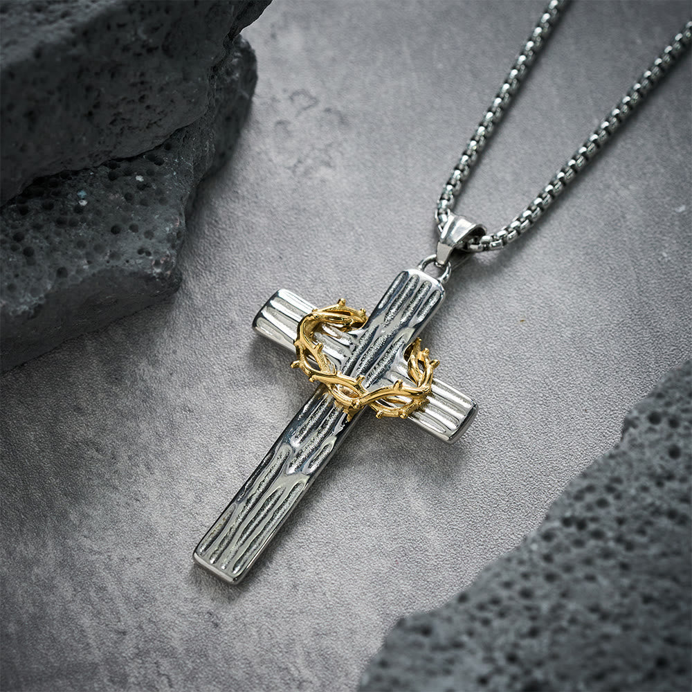 Jesus Crown of Thorns Cross Necklace