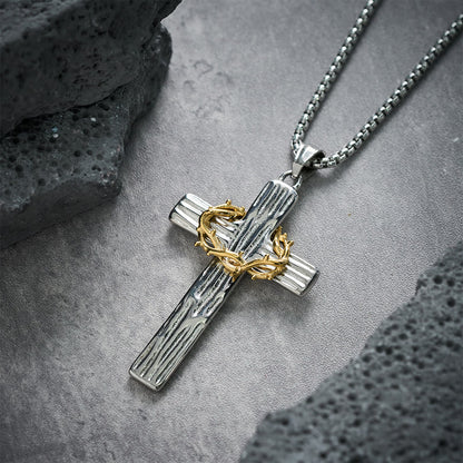 Jesus Crown of Thorns Cross Necklace