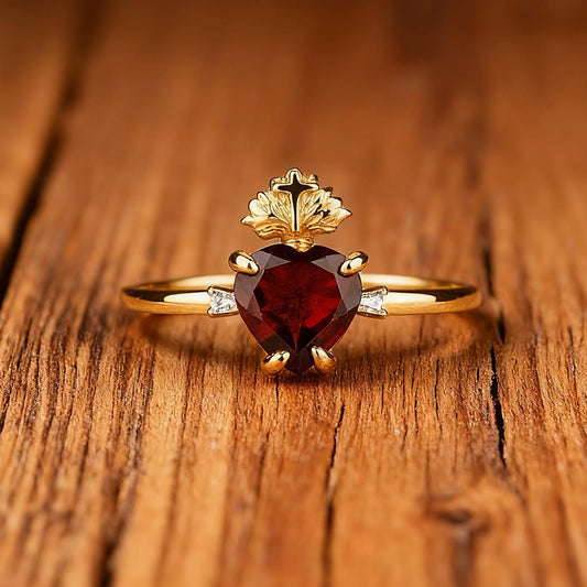 Sacred Heart Crystal Ring