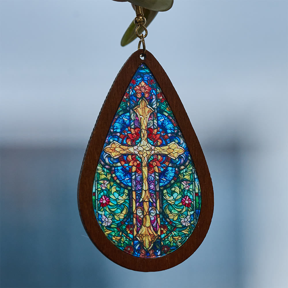 Glorious Grace Teardrop Earrings Inspired by Vibrant Stained Glass Art