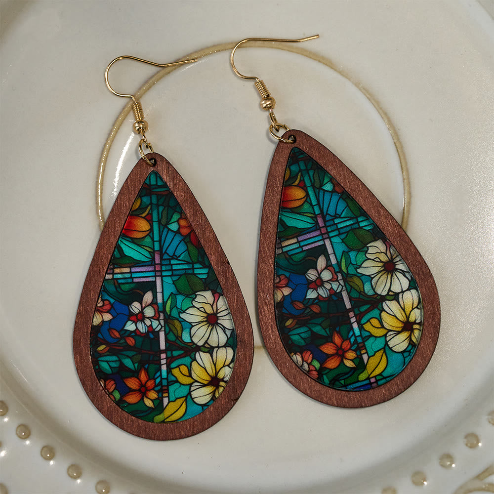 Glorious Grace Teardrop Earrings Inspired by Vibrant Stained Glass Art